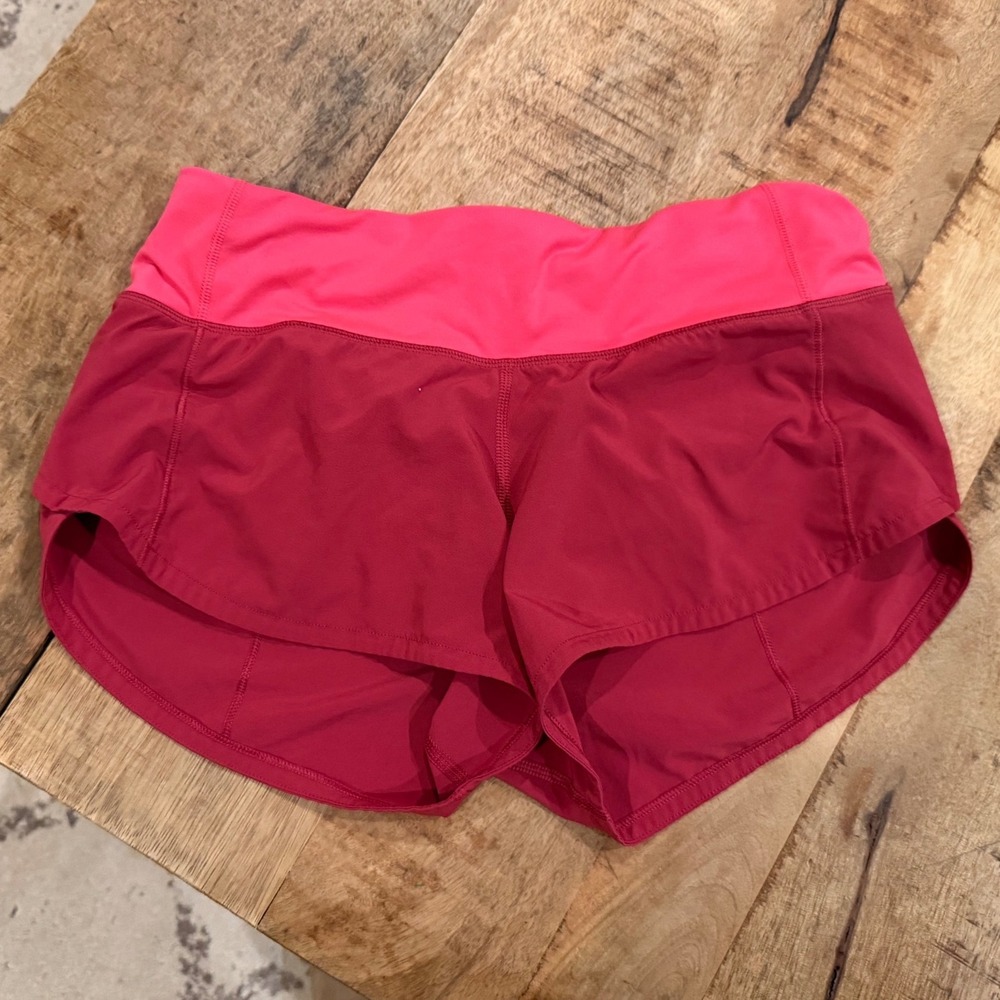 Lululemon Speed Up Shorts Pink Red Low Rise Athletic Running Shorts Size 2